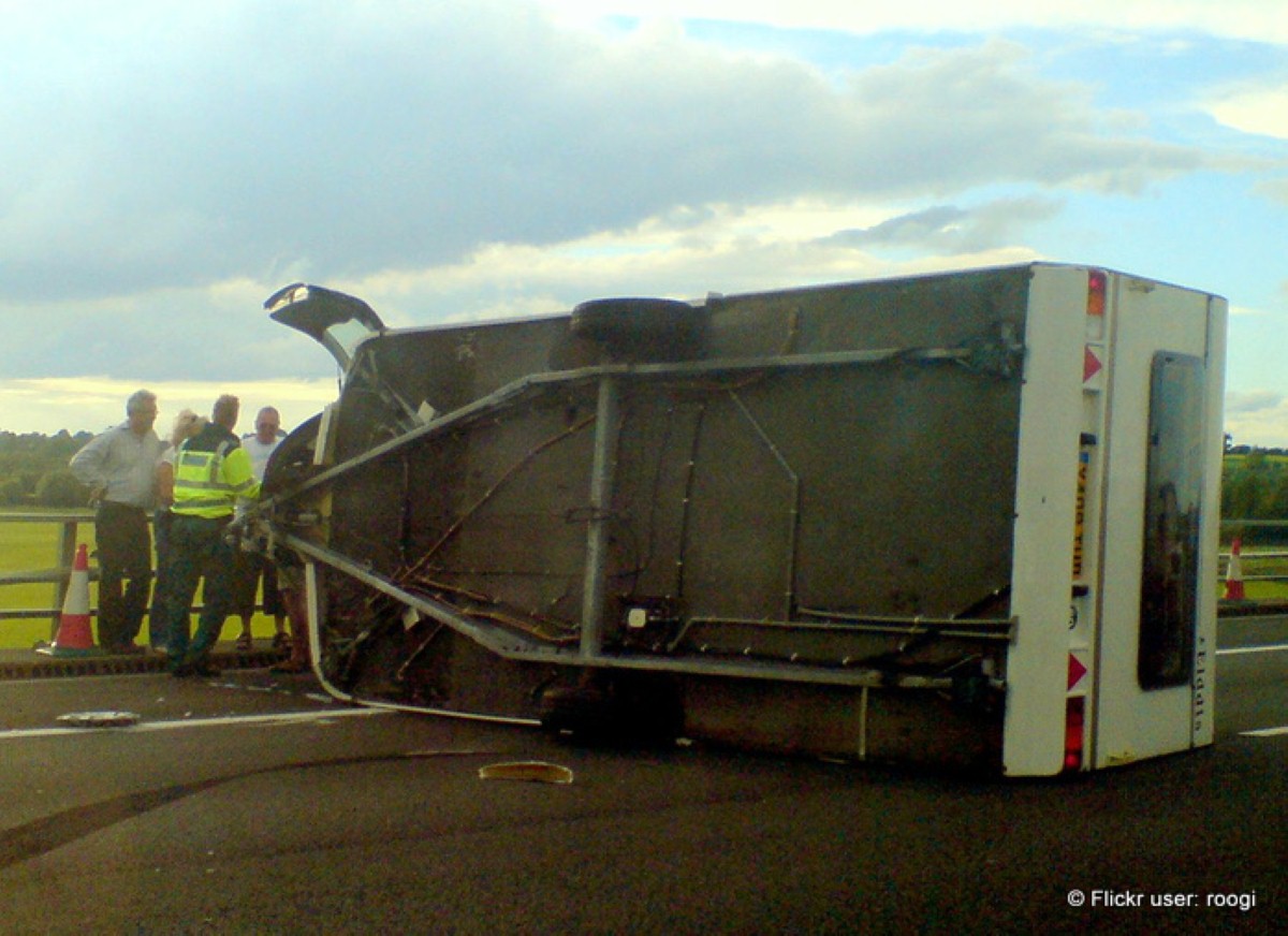 Overturned caravans can cause serious traffic disruptions