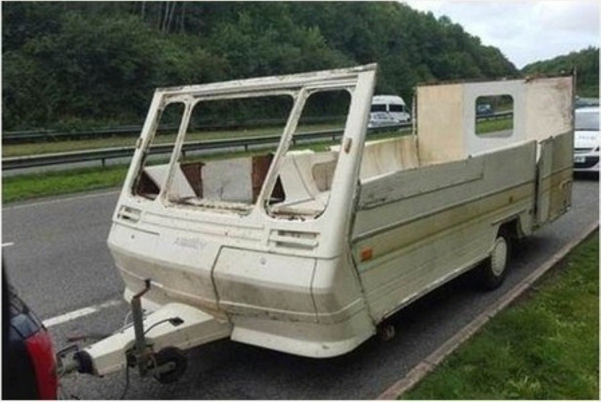 Driver in deep trouble over convertible caravan