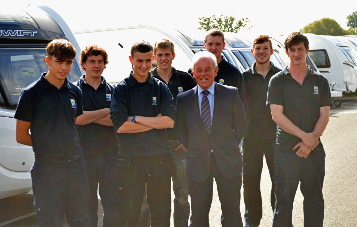 Salop Leisure after sales manager Viv Jones with apprentices