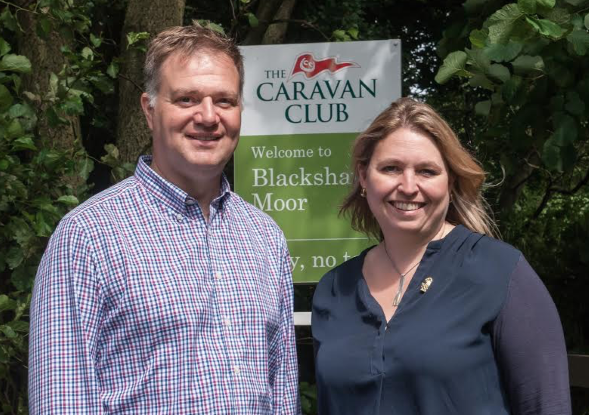 Nick Lomas (director general, The Caravan Club) and the Rt Hon Karen Bradley MP