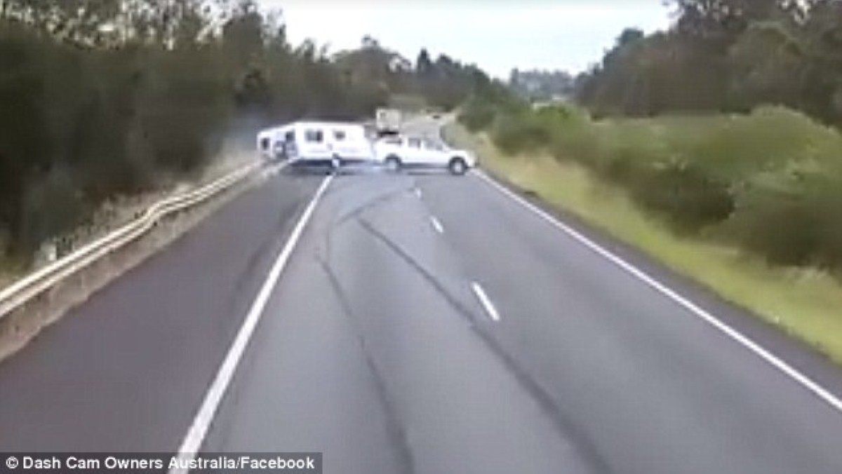 Caravan rolls over in Sydney