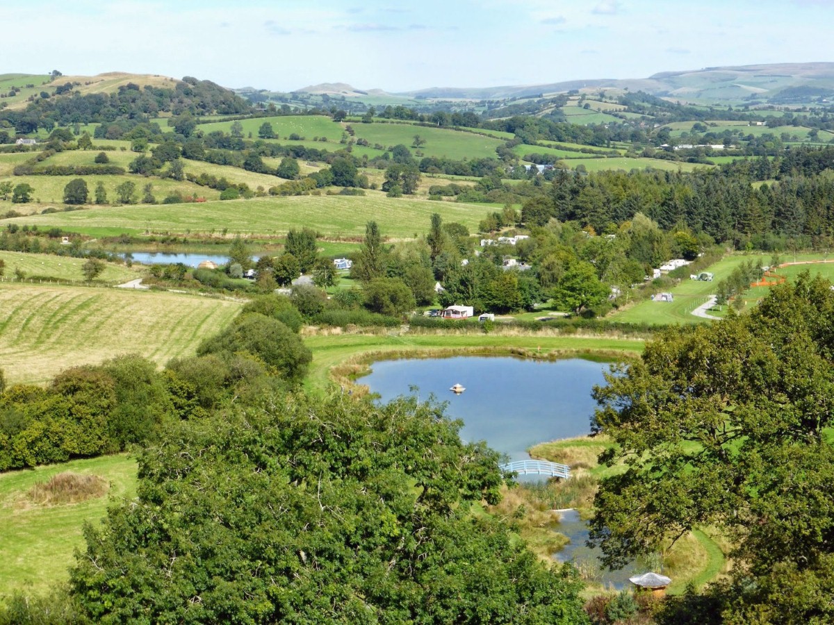 View from the hill at Fforest caravan park