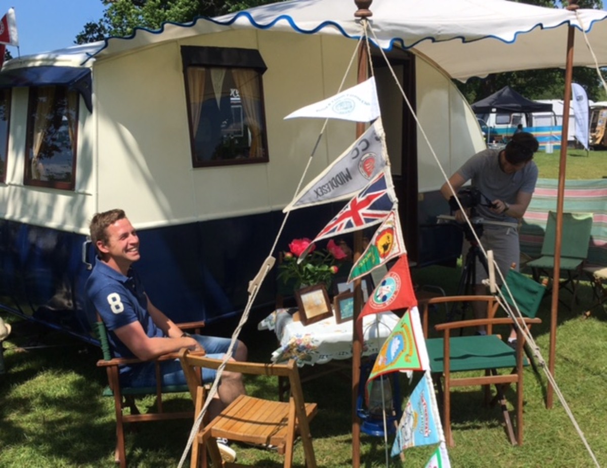 Rob Finney (left) showed us his exquisite 1933 Car Cruiser caravan