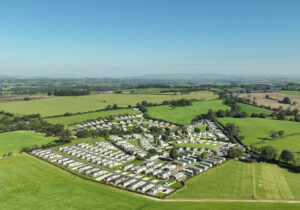 An aerial view of the holiday park