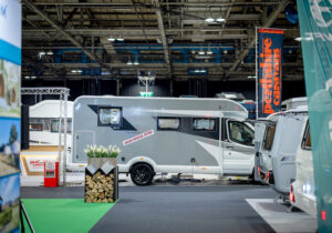 A motorhome on the show ground floor