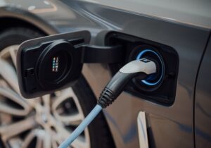 Close up of an EV charger