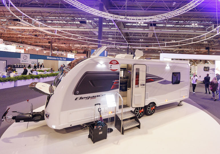 A leisure vehicle at the Motorhome and Caravan Show 2023