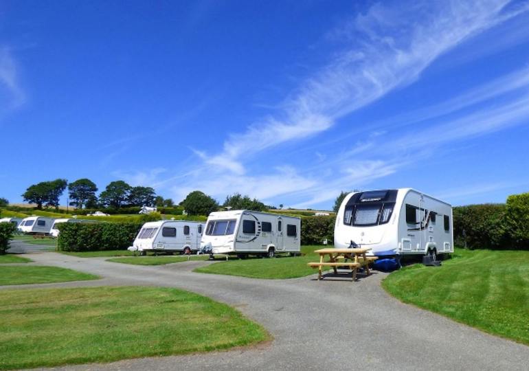 View of motorhomes parked up