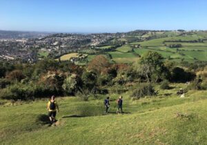 People walking in the countryside around Bath